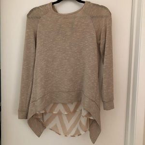 Bar III Knit Overlay Sweater with Chiffon